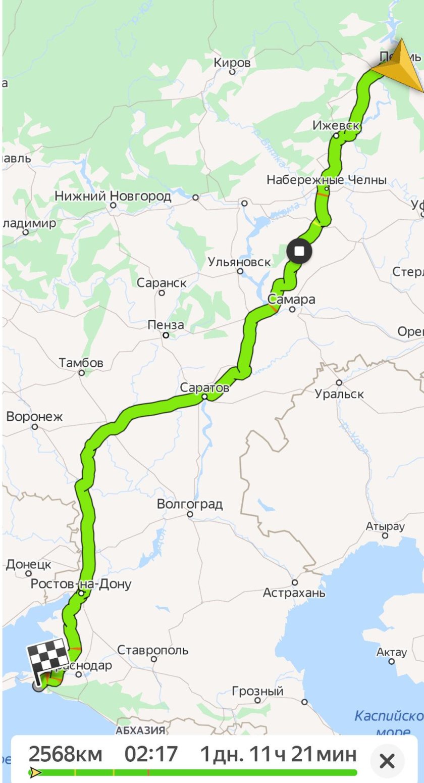 Пермь-Анапа маршрут