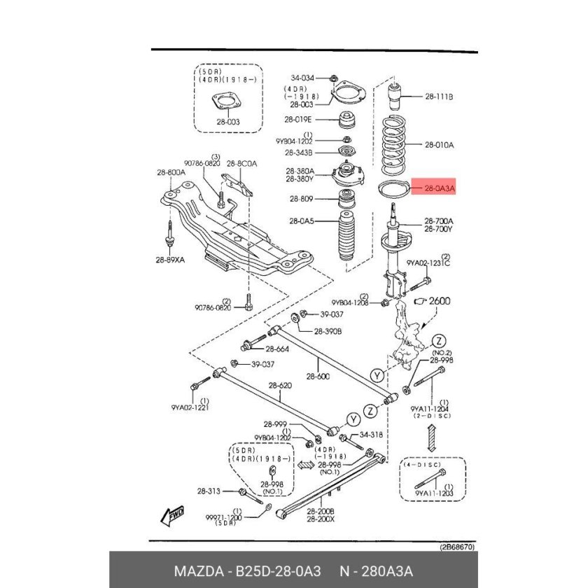 Мазда 323 задняя подвеска схема