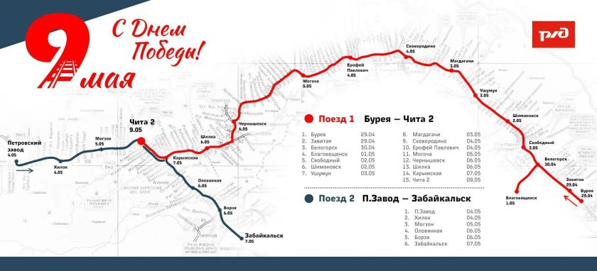 Маршрут поезда Победы в 2023