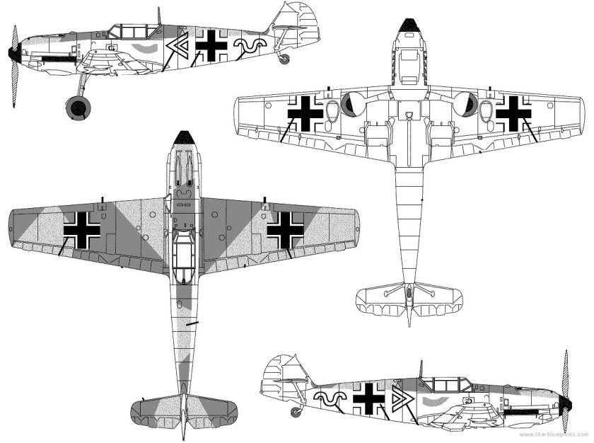 Чертеж самолета Мессершмитт 109