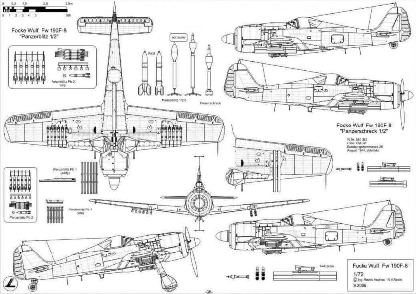Самолет Фокке Вульф 190 чертежи