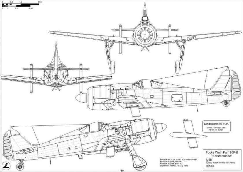 Самолет Фокке Вульф 190 чертежи