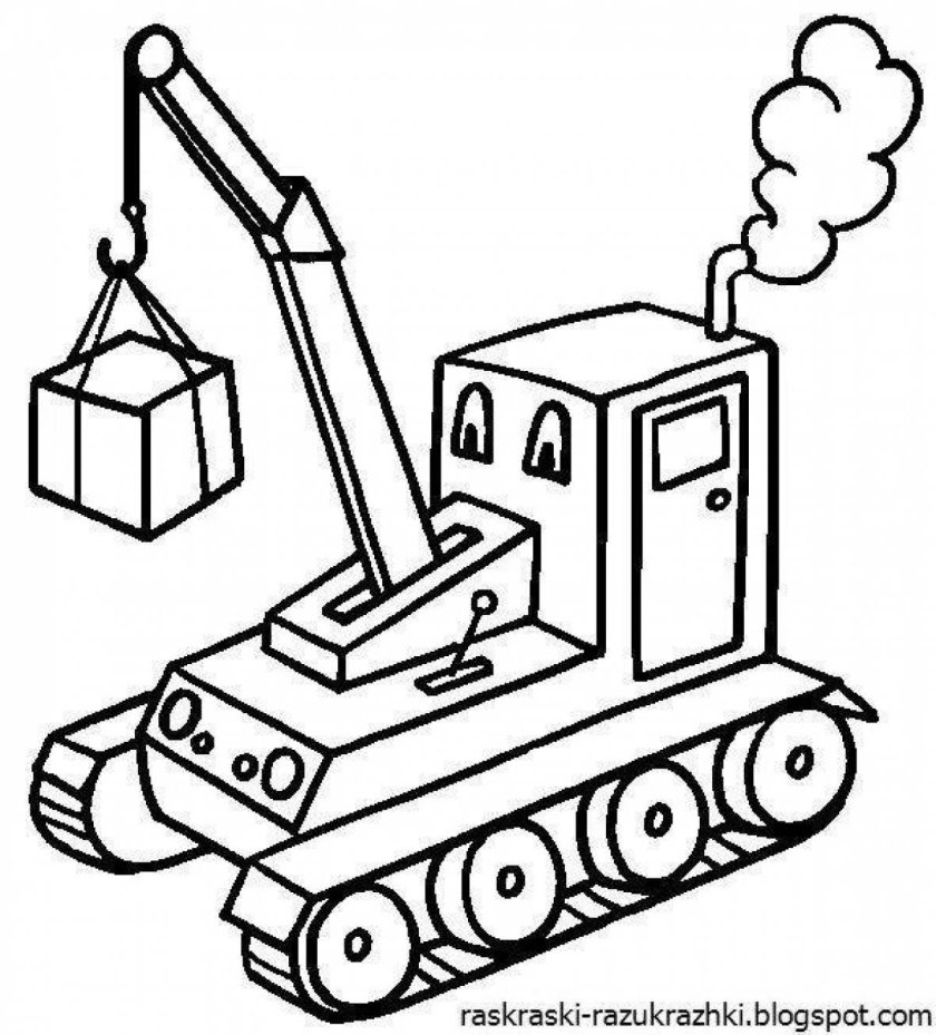 Раскраска для мальчиков кран подъемный