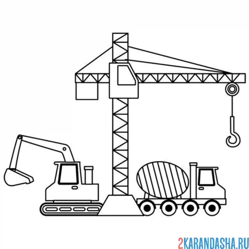 Кран строительный раскраска