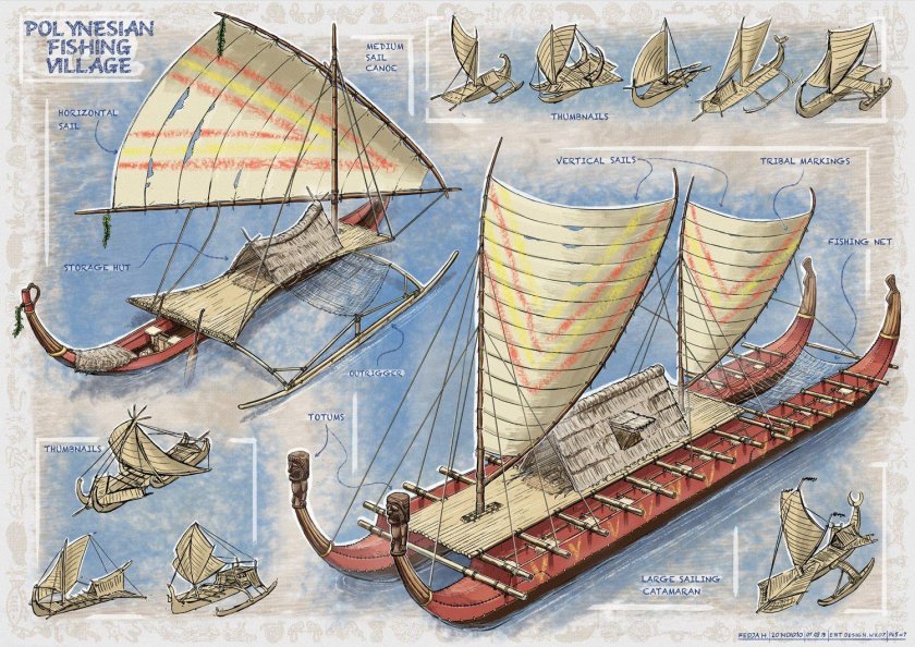Древние каноэ полинезийцев