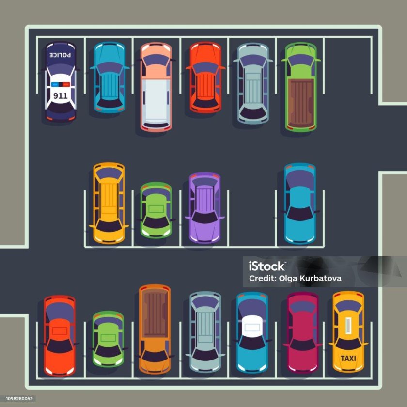 Машина сверху на парковке