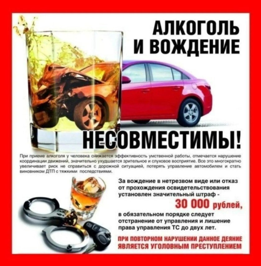 Памятка пьяный водитель