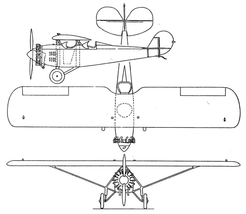 Моноплан с верхним расположением крыла и двумя моторами