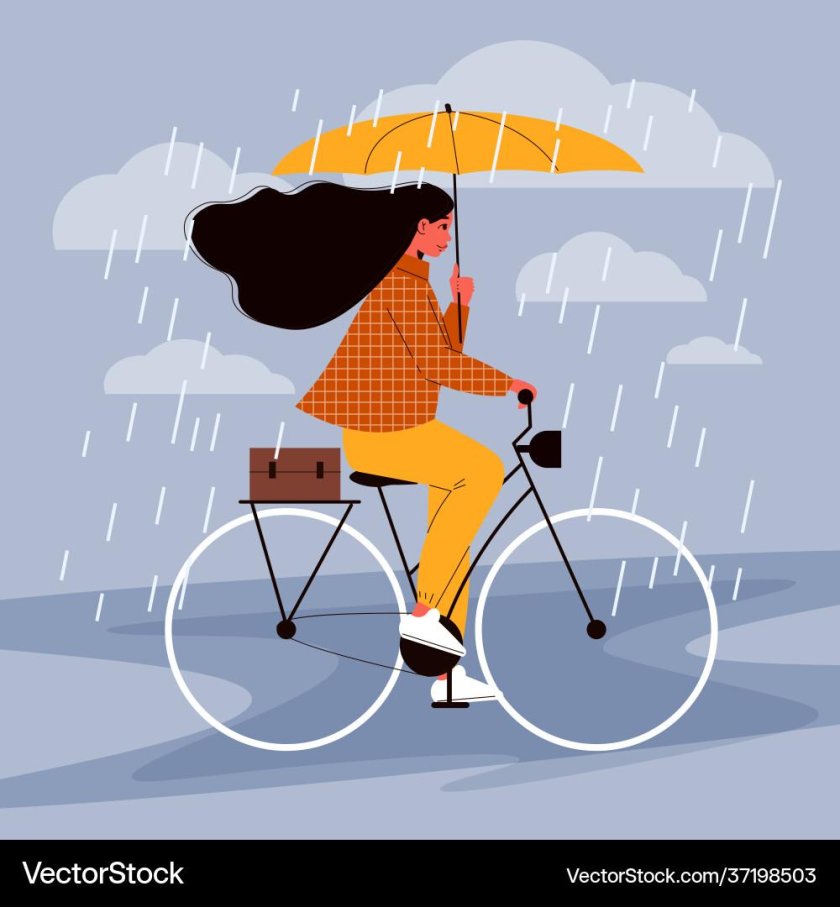 Велосипедист под ливнем