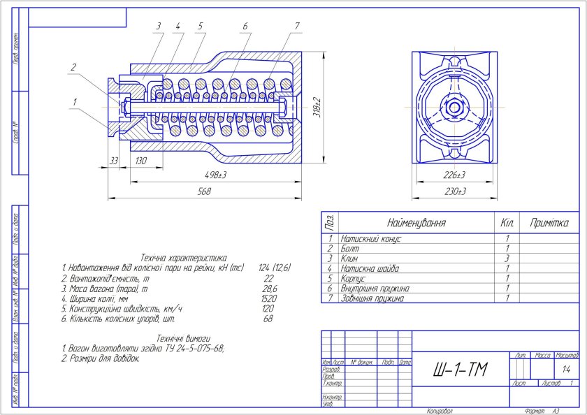 Ш 1 ТМ поглощающий аппарат конструкция