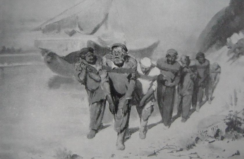 Эскизы Репина к картине бурлаки на Волге