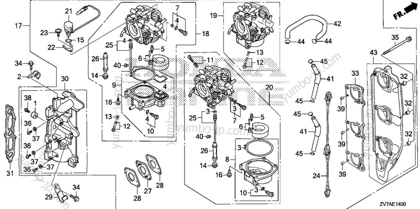 Ремкомплект карбюратора лодочного мотора Honda bf 30