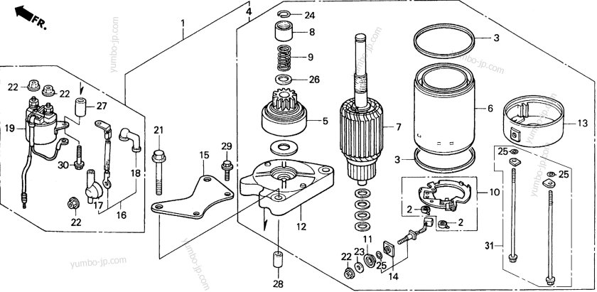 Электро стартер для лодочного мотора Honda bf5 a