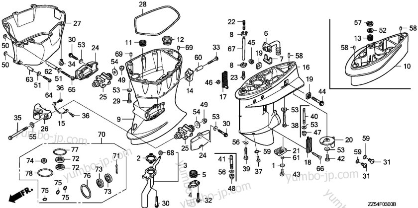 Система охлаждения лодочного мотора Хонда 50
