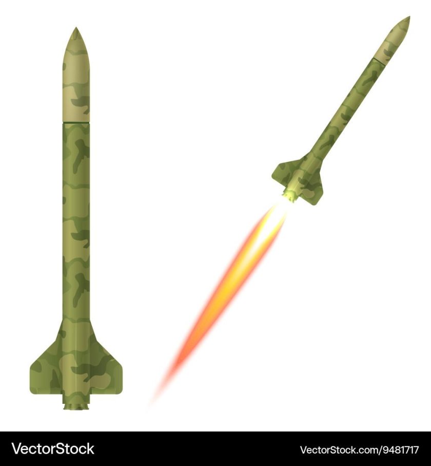 Ракета Военная на белом фоне