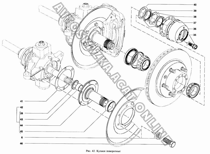 Передний мост УАЗ 3303 схема