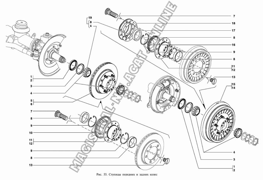 Ступица переднего колеса УАЗ 469 чертеж