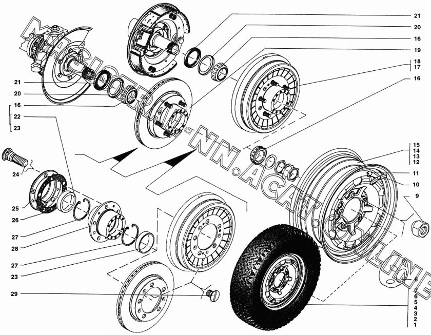 Задняя ступица УАЗ 469 схема