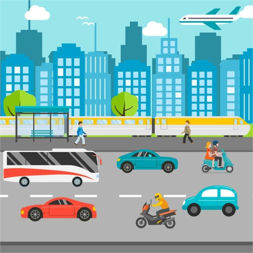 Транспорт города для детей