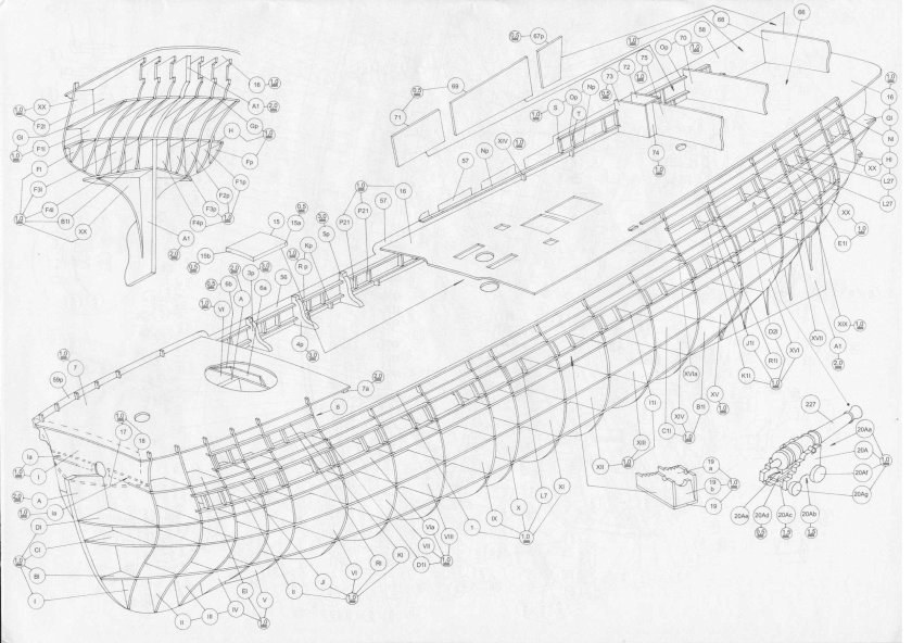 Модель корабля HMS Victory чертеж