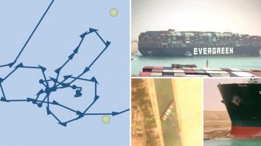 Контейнеровоз Evergreen в Суэцком канале