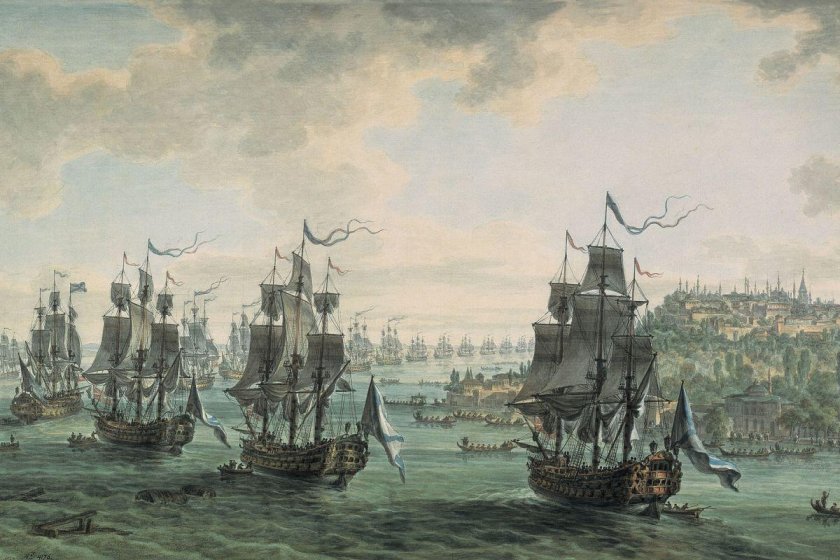 Эскадра Адмирала Ушакова в Босфоре художник м.Иванов 1799 г