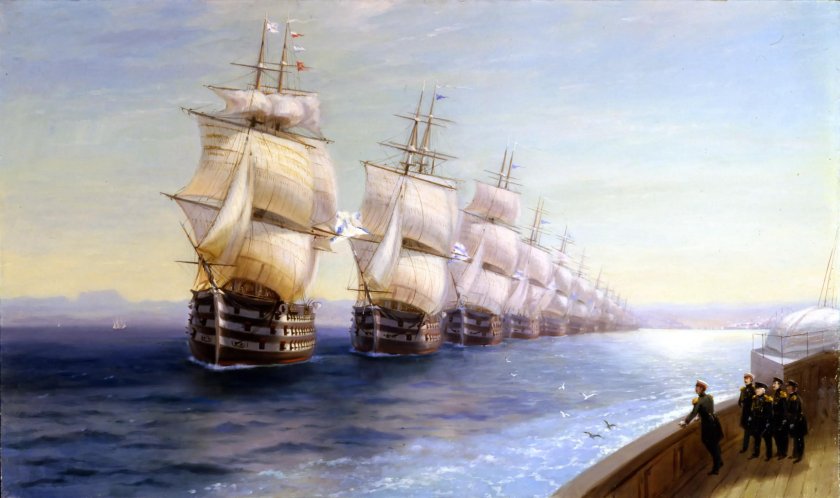 Картина Айвазовского смотр Черноморского флота в 1849 году