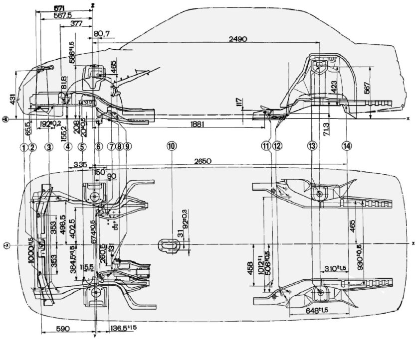 ВАЗ 2110 чертеж кузова