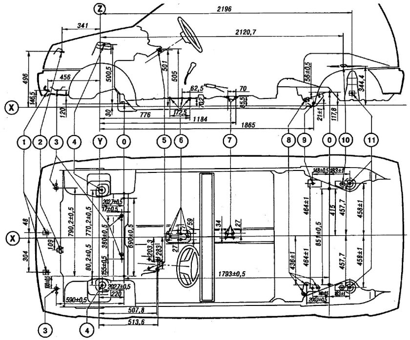 ВАЗ 1111 Ока чертежи кузова