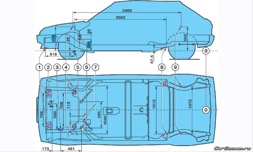 Геометрия задних лонжеронов ВАЗ 2109