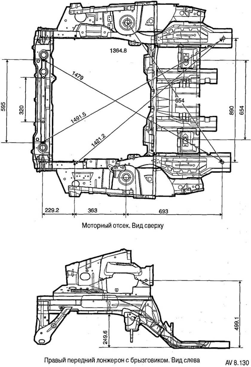Геометрия моторного отсека ВАЗ 2110 седан