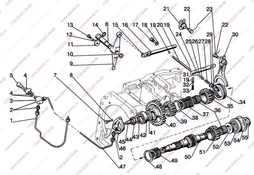Схема коробки передач МТЗ 12 21