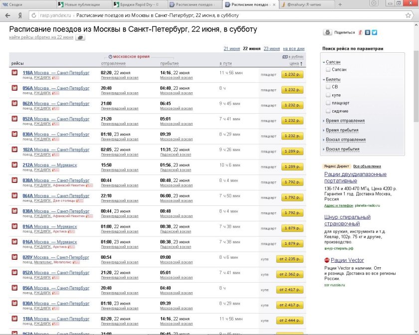 Расписание поездов