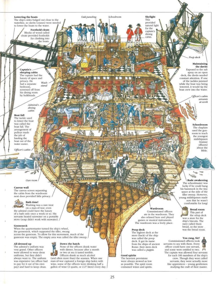 Корабль 18 века в разрезе
