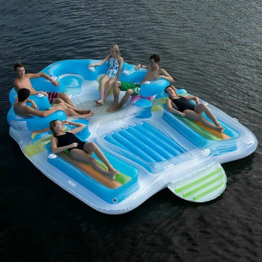 Надувной матрас Tropical Tahiti Inflatable 6-person Floating Island Pool Lake Party Float Raft