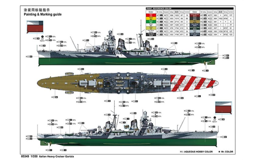Сборная модель судна Trumpeter флот Italian Heavy Cruiser Gorizia, масштаб 1/350