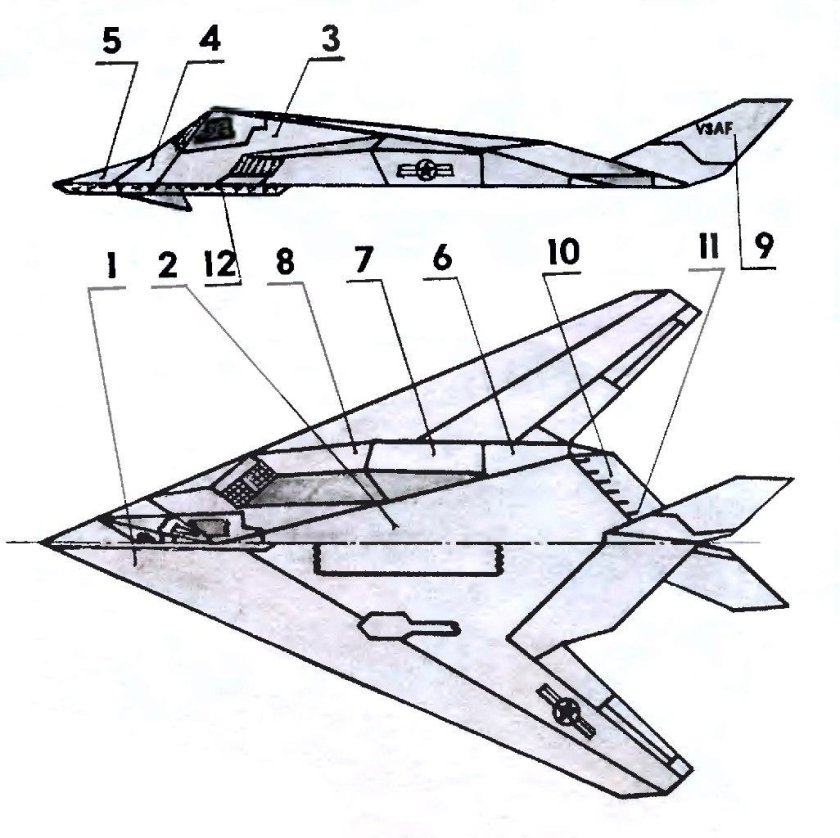 F117 самолет чертеж