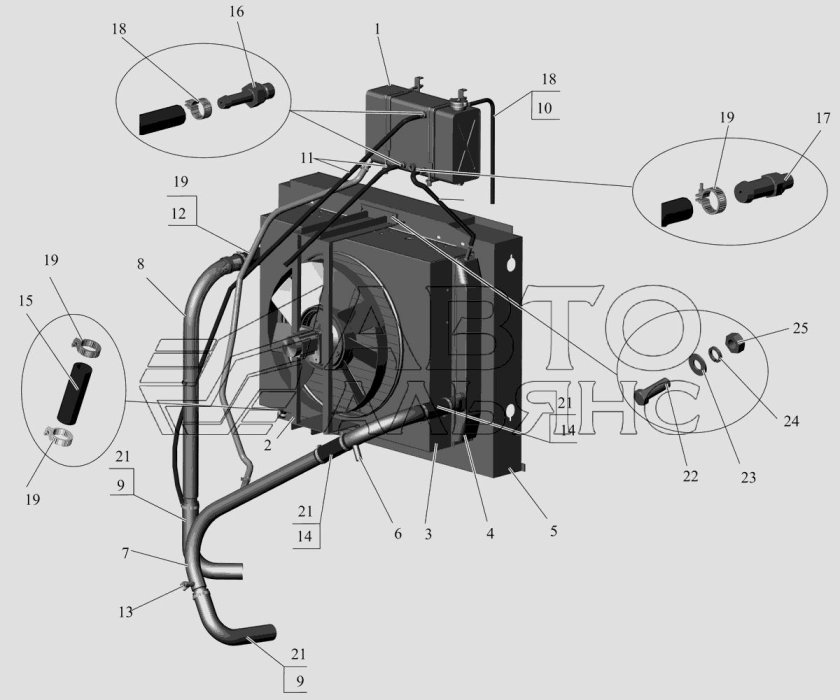 Система охлаждения автобуса МАЗ 103