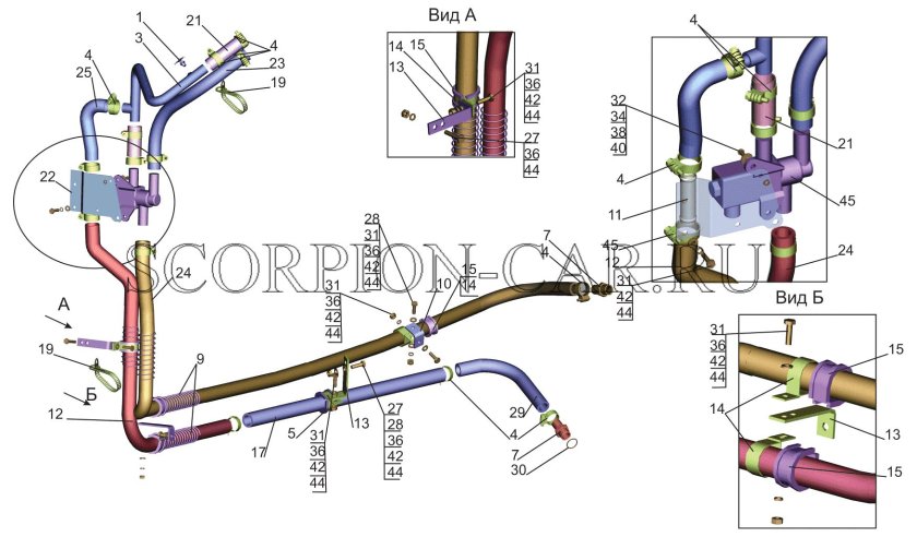 Патрубок печки МАЗ 6430