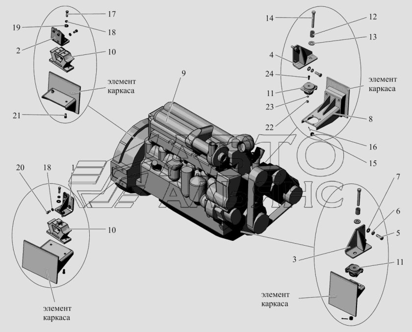 МАЗ 103 ДВС схема
