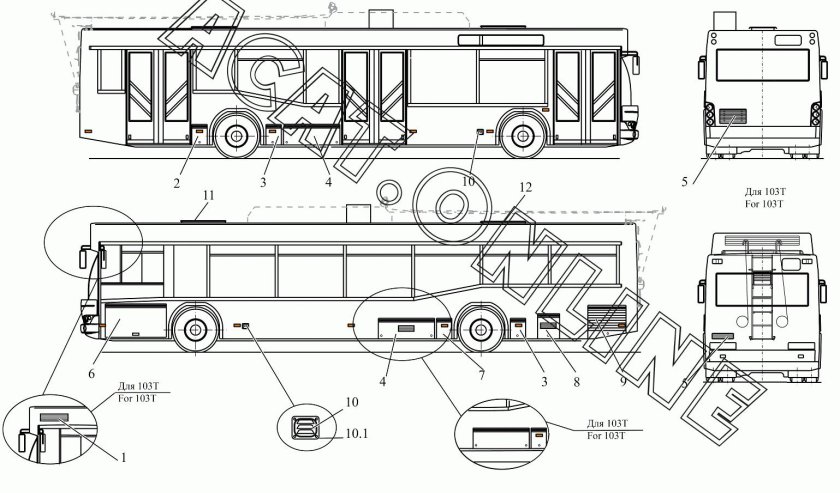 Автобус МАЗ 103 чертеж