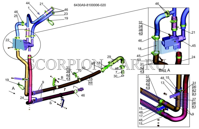 Патрубки радиатора печки МАЗ 5440