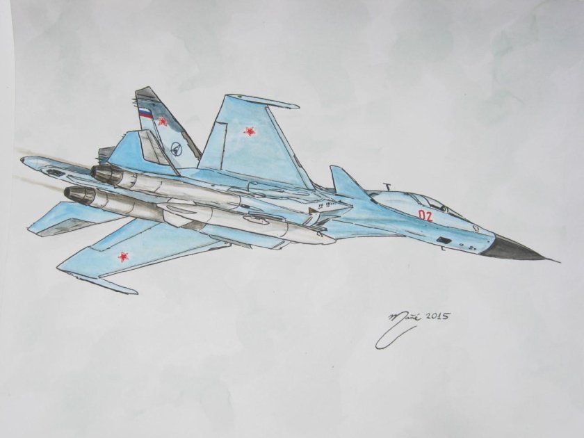 Рисунок самолета Су 34