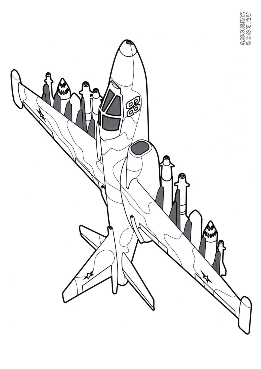 Военный самолет раскраска для детей