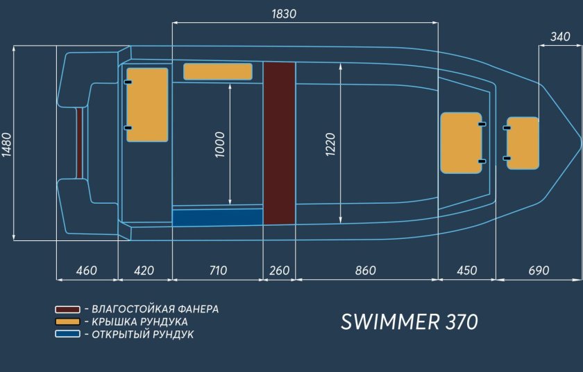 Чертеж лодки Свиммер 370xl