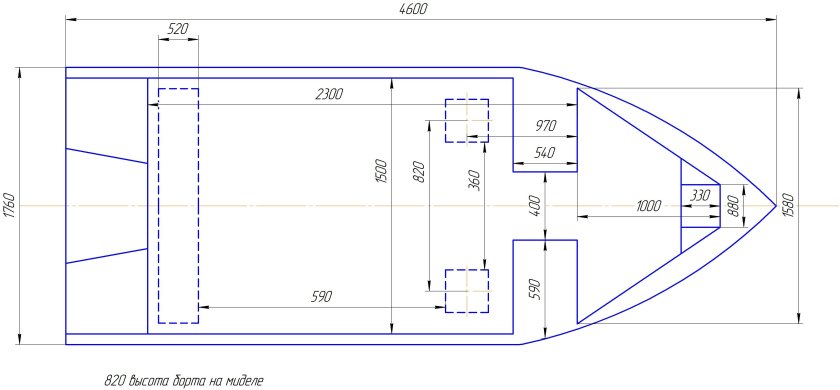 Габариты лодки Волжанка 46