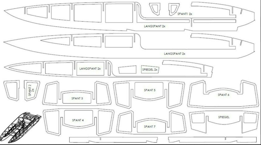 Модель яхты из потолочки чертежи