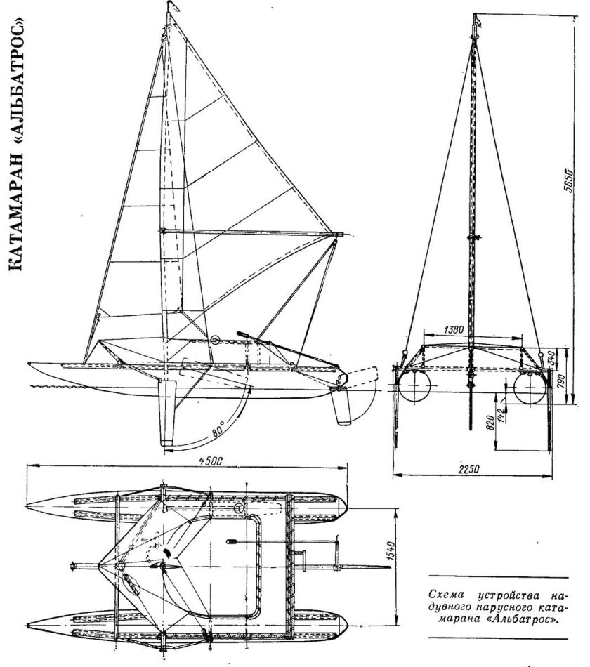 Надувной парусный катамаран Альбатрос