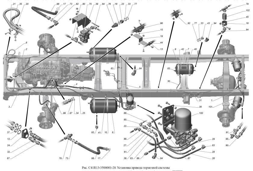 ГАЗ 3309 воздушная тормозная система