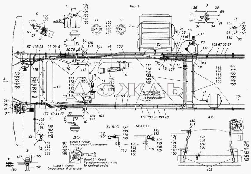Тормозная система КАМАЗ 4308 схема